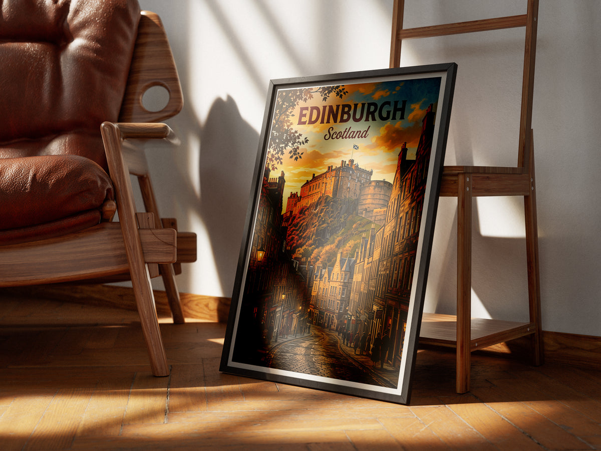 Edinburgh Scotland Travel Poster - Castle Rock Art Print