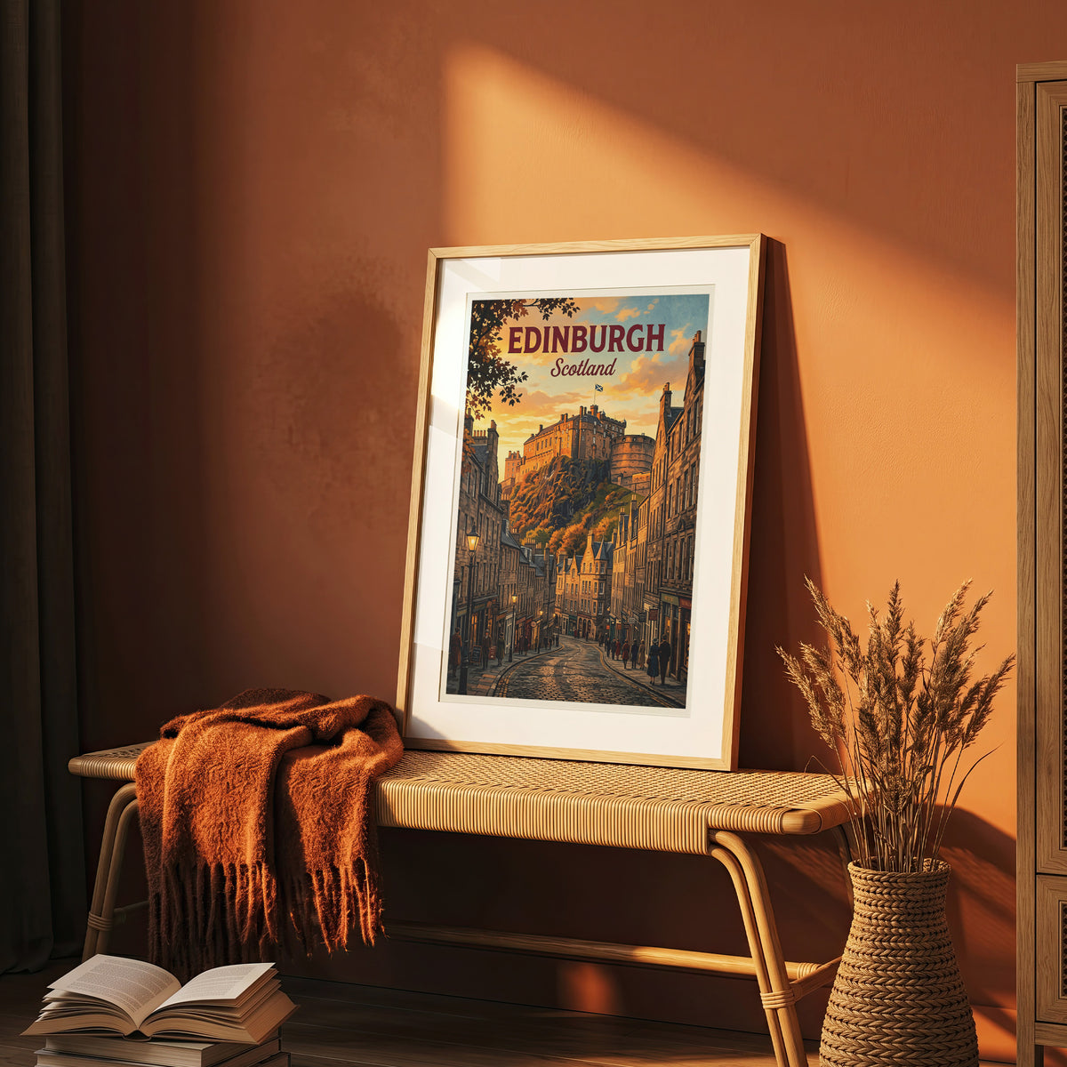 Edinburgh Scotland Travel Poster - Castle Rock Art Print