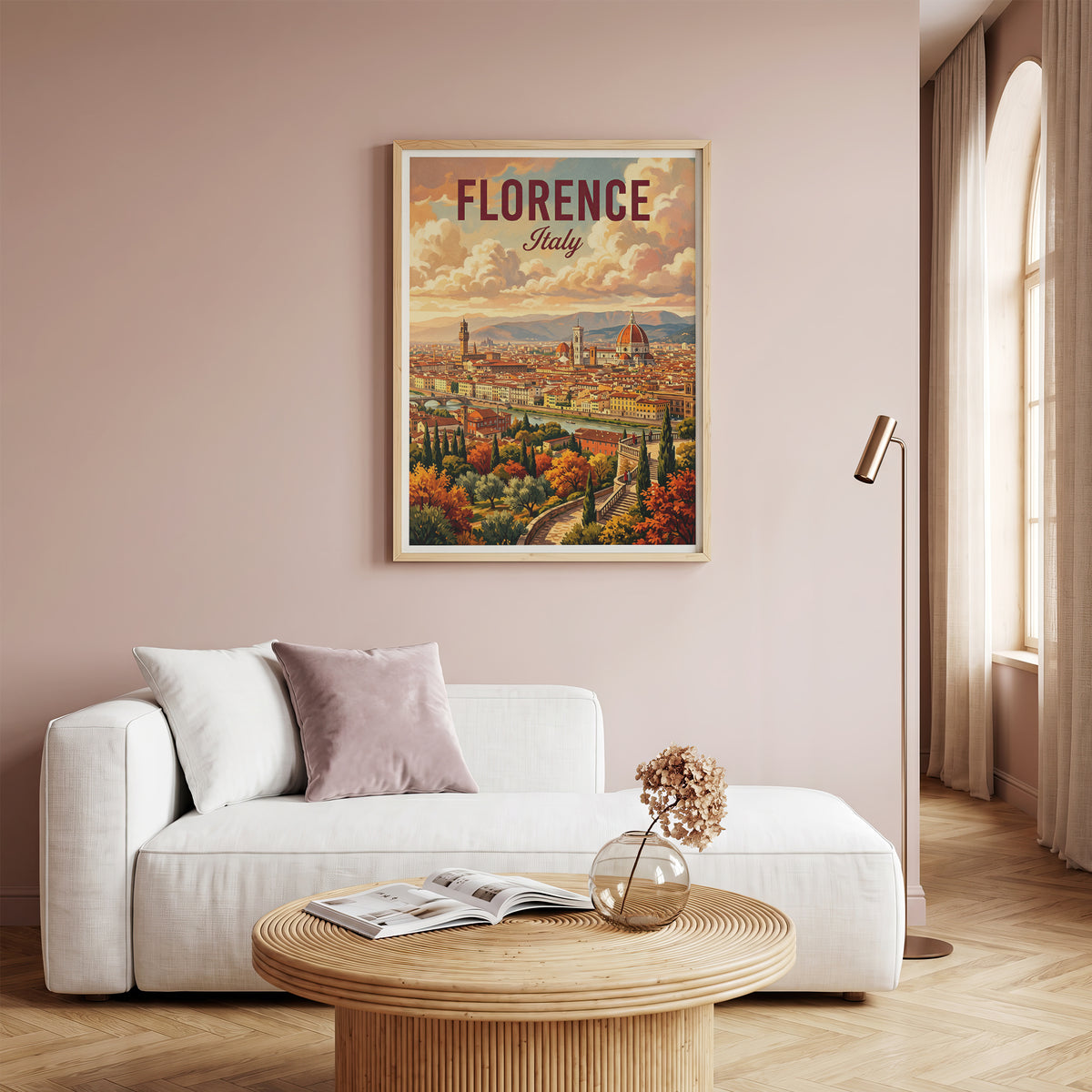 Florence Italy Travel Poster - Duomo Panorama Art Print