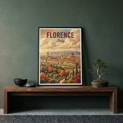 Florence Italy Travel Poster - Duomo Panorama Art Print