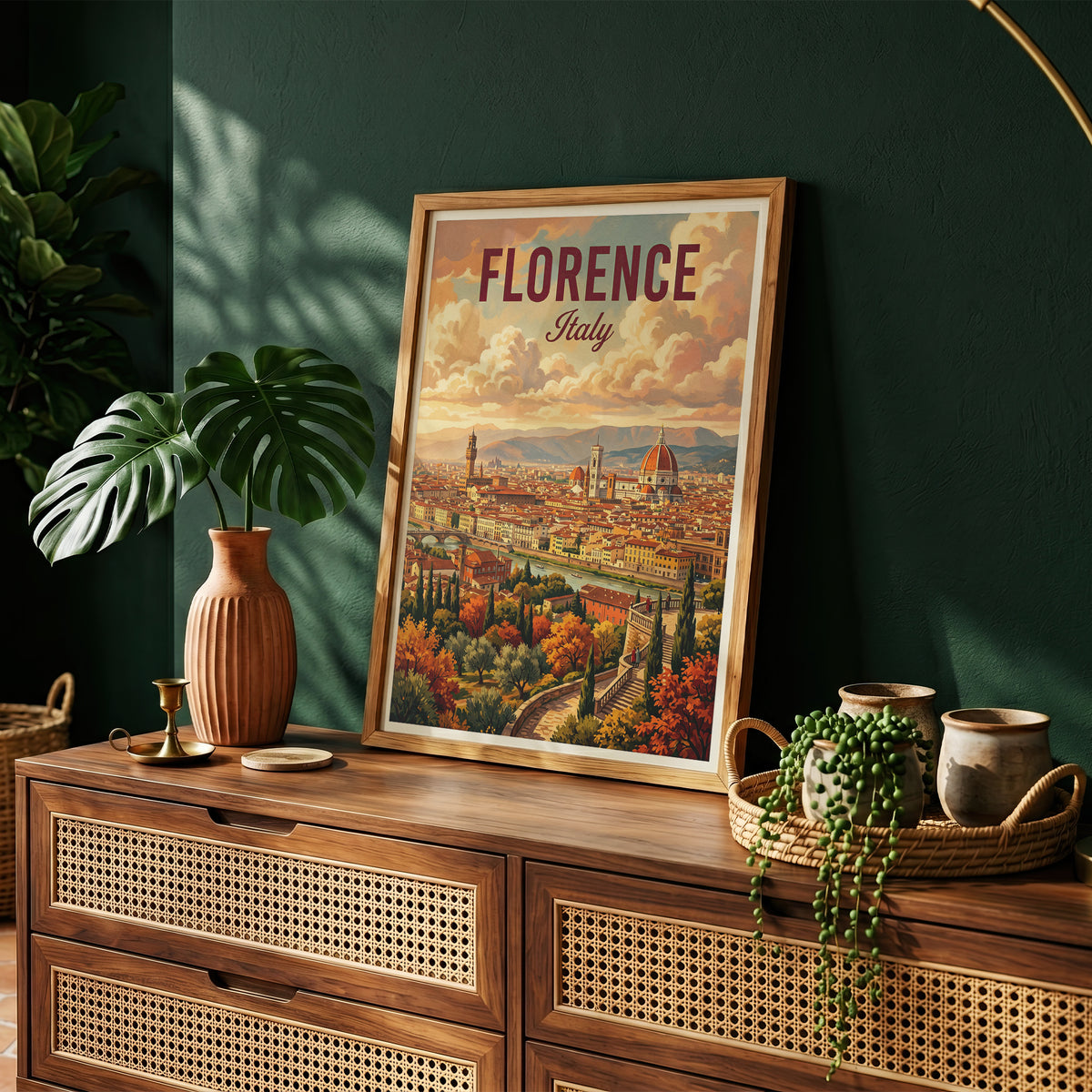 Florence Italy Travel Poster - Duomo Panorama Art Print