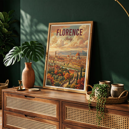 Florence Italy Travel Poster - Duomo Panorama Art Print