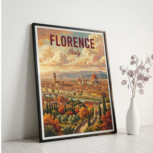 Florence Italy Travel Poster - Duomo Panorama Art Print