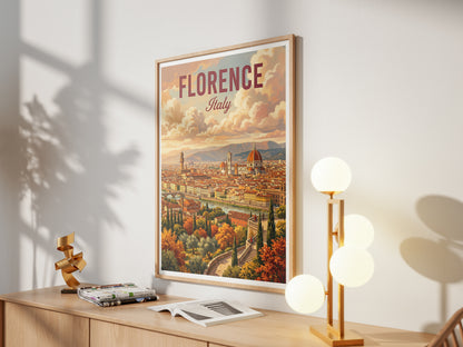 Florence Italy Travel Poster - Duomo Panorama Art Print