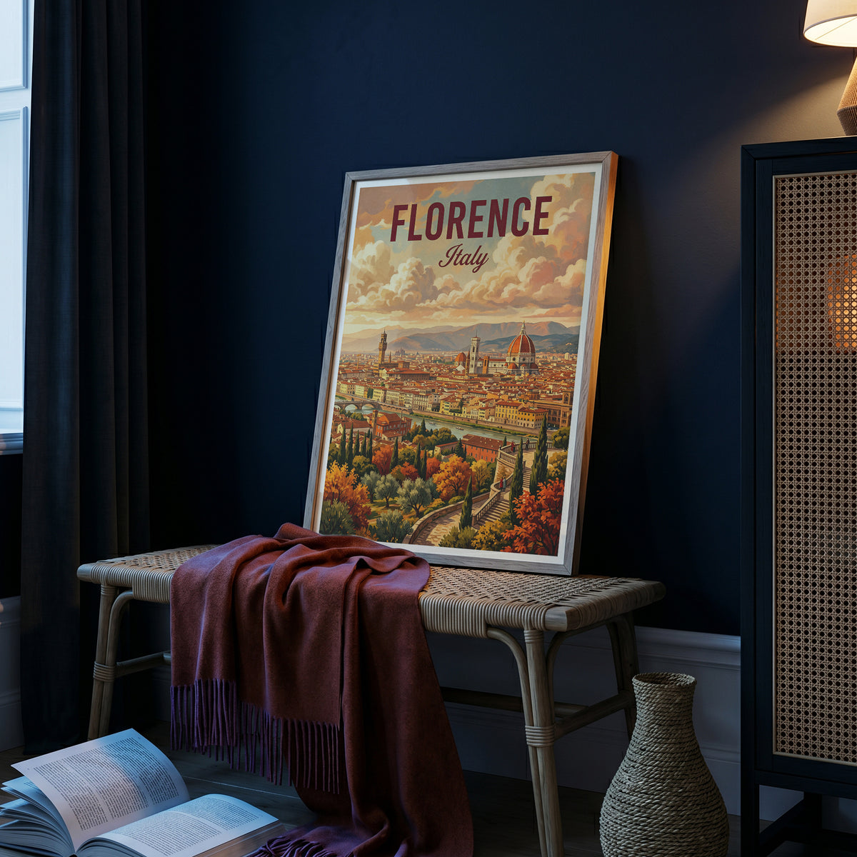 Florence Italy Travel Poster - Duomo Panorama Art Print
