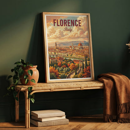 Florence Italy Travel Poster - Duomo Panorama Art Print
