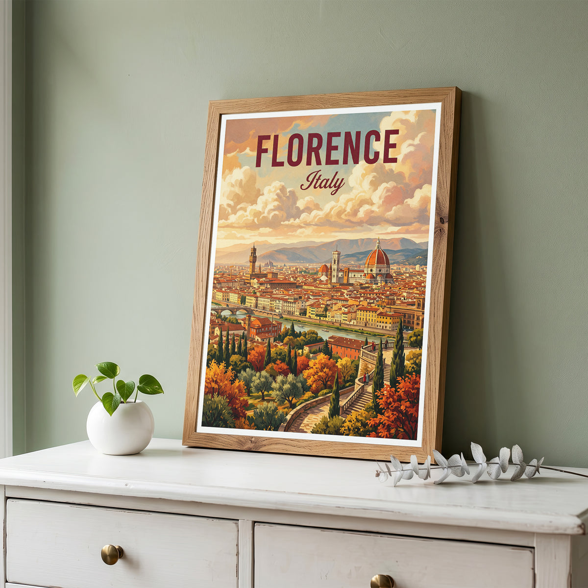 Florence Italy Travel Poster - Duomo Panorama Art Print