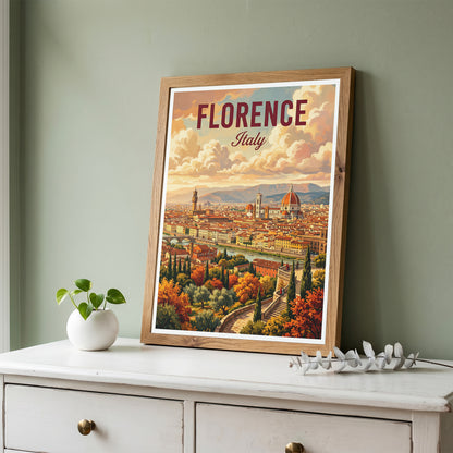Florence Italy Travel Poster - Duomo Panorama Art Print