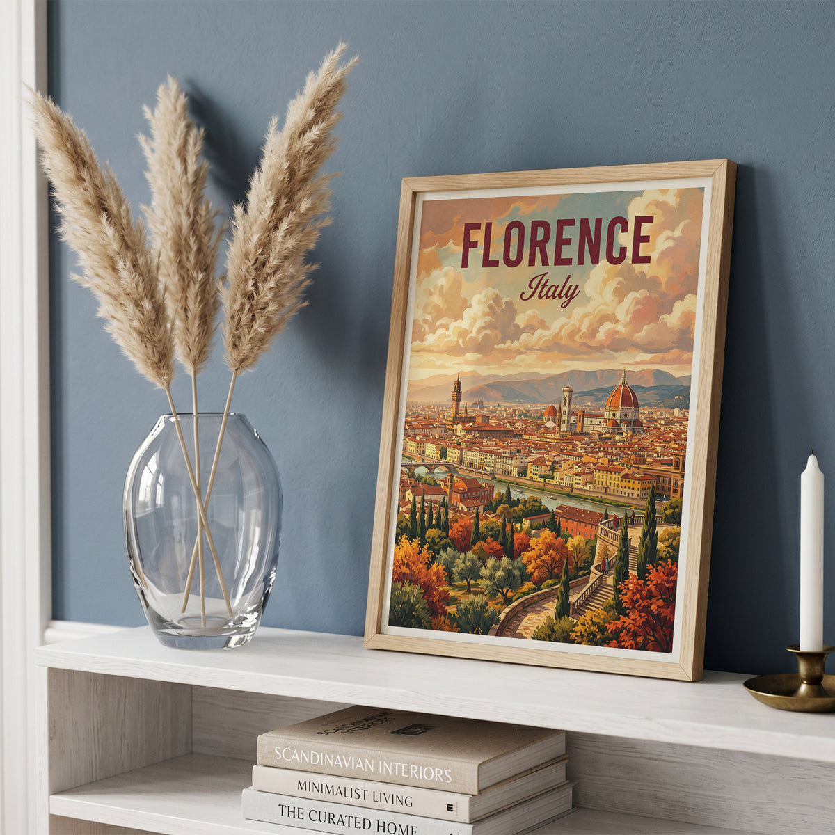 Florence Italy Travel Poster - Duomo Panorama Art Print