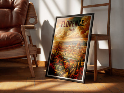 Florence Italy Travel Poster - Duomo Panorama Art Print