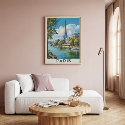 Paris Vintage Travel Poster Retro Eiffel Tower Wall Art Print