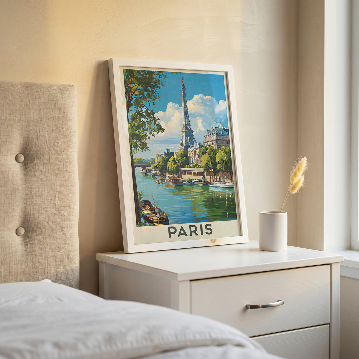 Paris Vintage Travel Poster Retro Eiffel Tower Wall Art Print