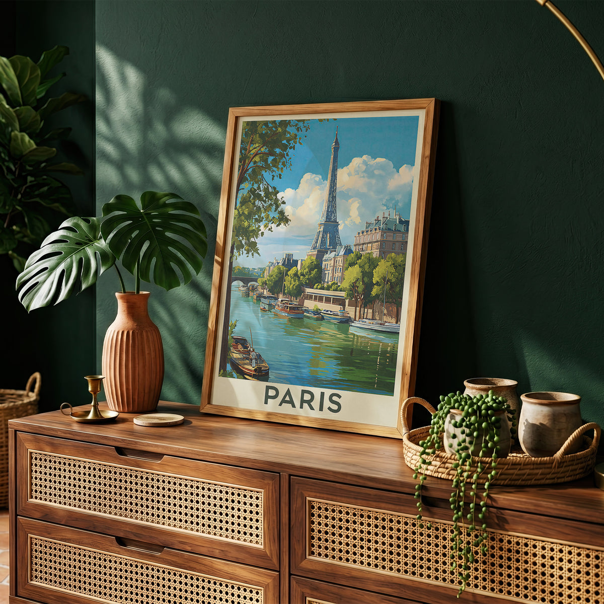 Paris Vintage Travel Poster Retro Eiffel Tower Wall Art Print
