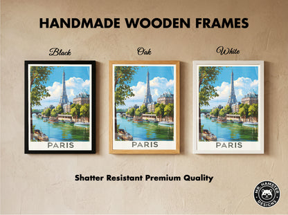 Paris Vintage Travel Poster Retro Eiffel Tower Wall Art Print