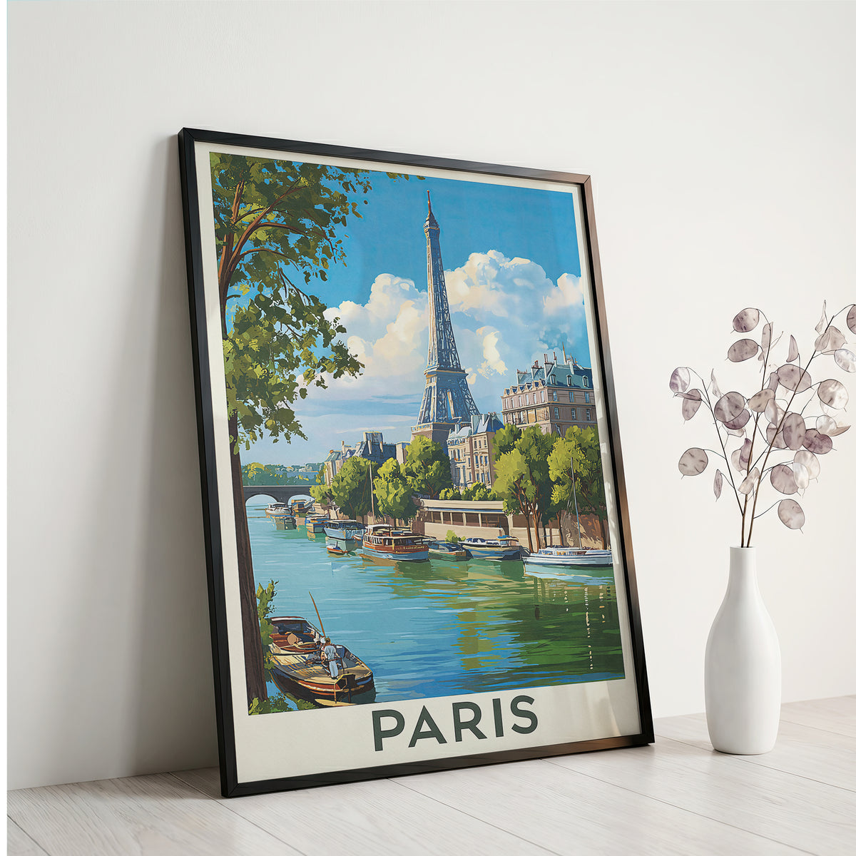 Paris Vintage Travel Poster Retro Eiffel Tower Wall Art Print