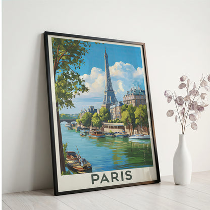 Paris Vintage Travel Poster Retro Eiffel Tower Wall Art Print