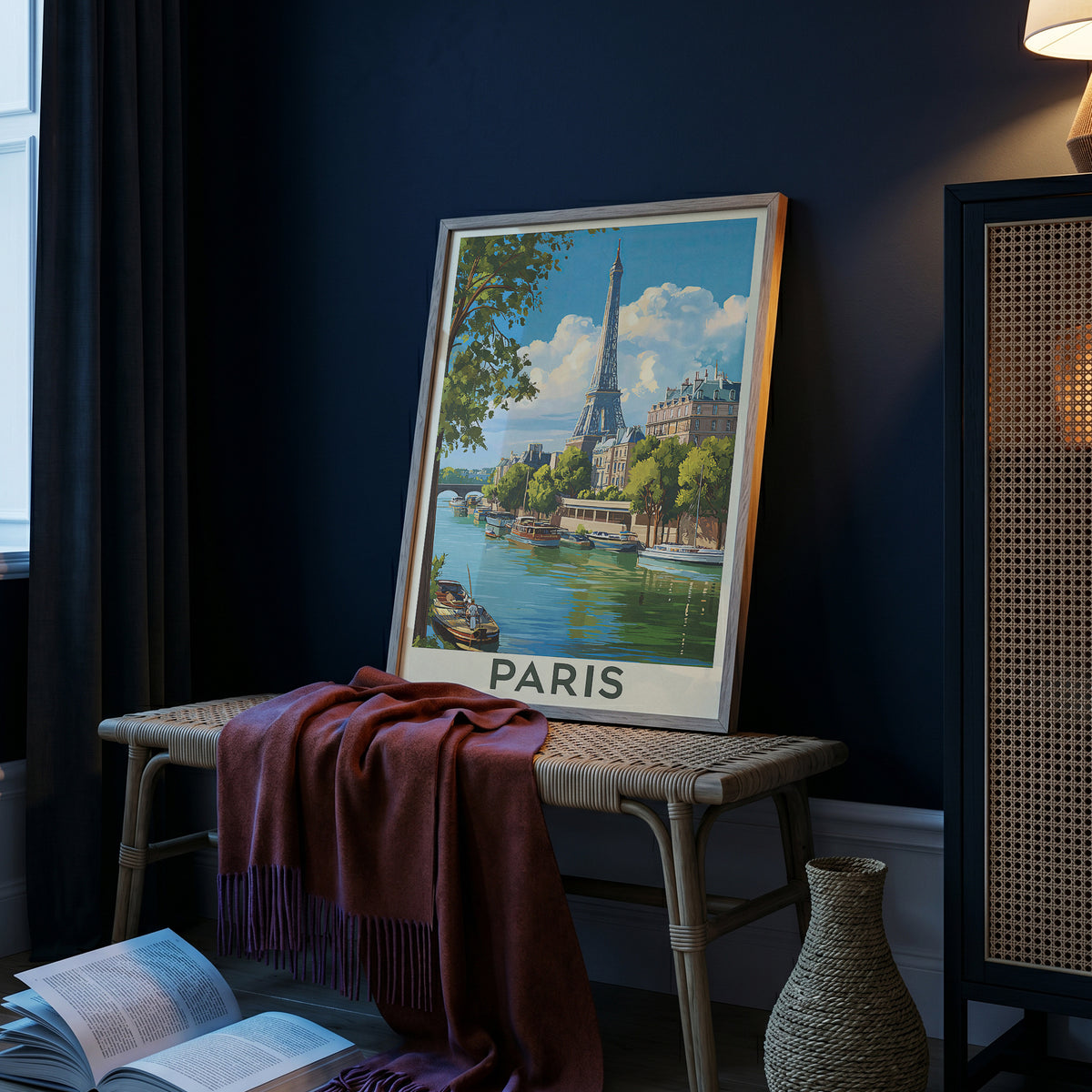 Paris Vintage Travel Poster Retro Eiffel Tower Wall Art Print