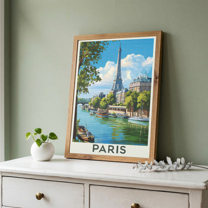 Paris Vintage Travel Poster Retro Eiffel Tower Wall Art Print