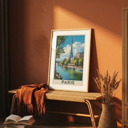 Paris Vintage Travel Poster Retro Eiffel Tower Wall Art Print