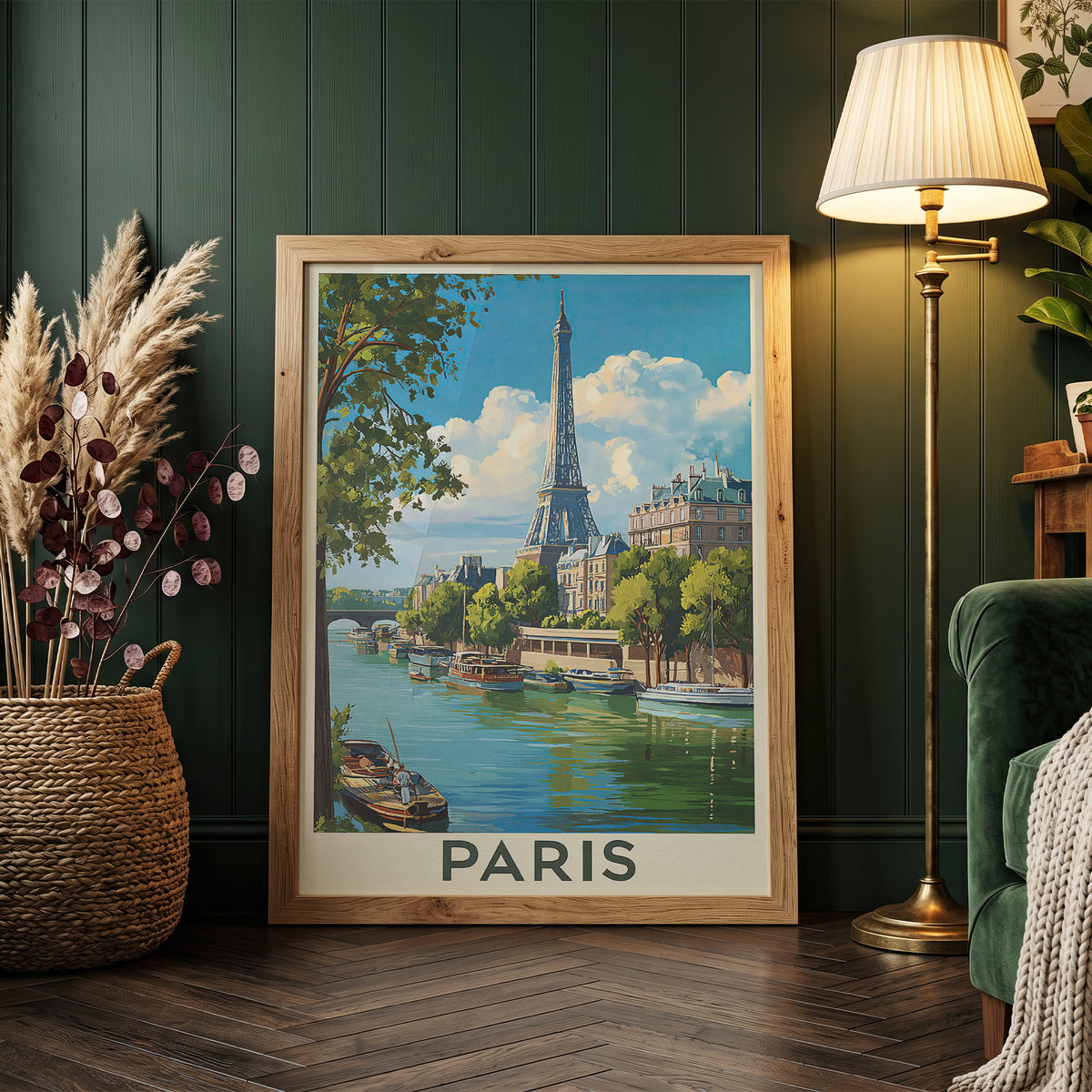 Paris Vintage Travel Poster Retro Eiffel Tower Wall Art Print