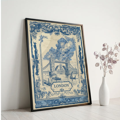London Tower Bridge Vintage Travel Art Nouveau Wall Art Print