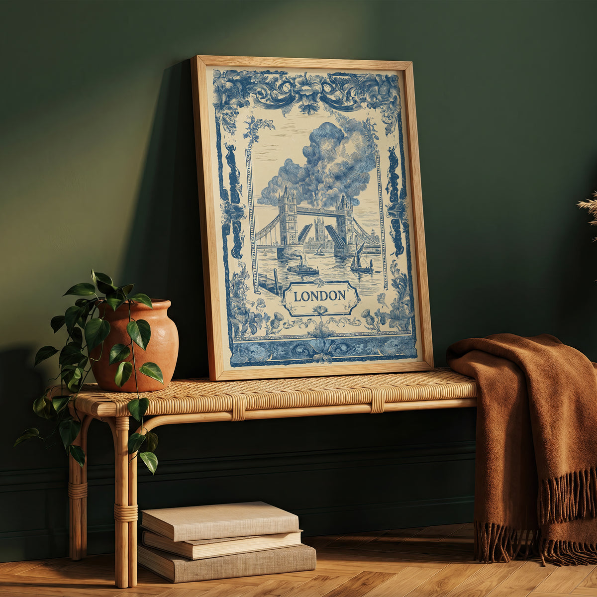 London Tower Bridge Vintage Travel Art Nouveau Wall Art Print