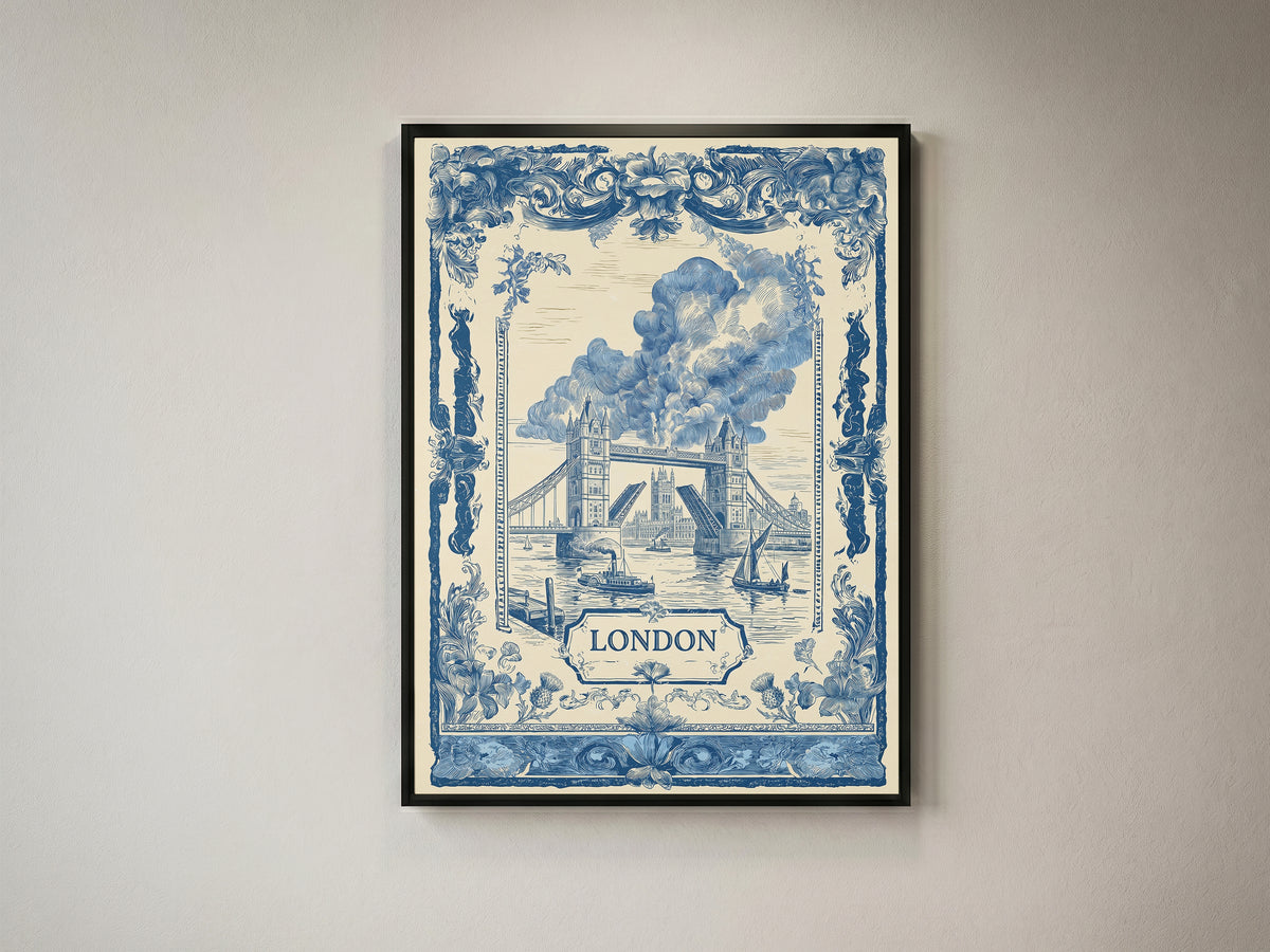 London Tower Bridge Vintage Travel Art Nouveau Wall Art Print
