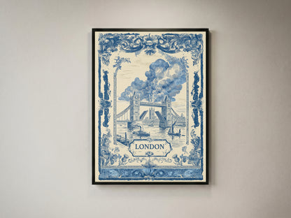 London Tower Bridge Vintage Travel Art Nouveau Wall Art Print