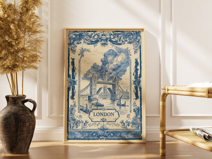 London Tower Bridge Vintage Travel Art Nouveau Wall Art Print