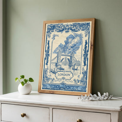 London Tower Bridge Vintage Travel Art Nouveau Wall Art Print