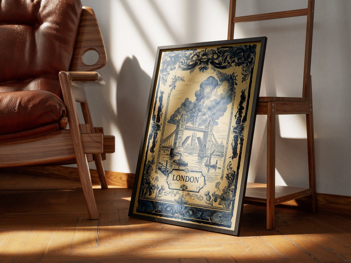 London Tower Bridge Vintage Travel Art Nouveau Wall Art Print