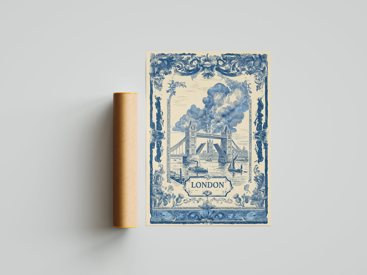 London Tower Bridge Vintage Travel Art Nouveau Wall Art Print