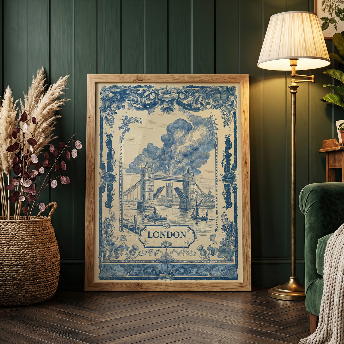 London Tower Bridge Vintage Travel Art Nouveau Wall Art Print