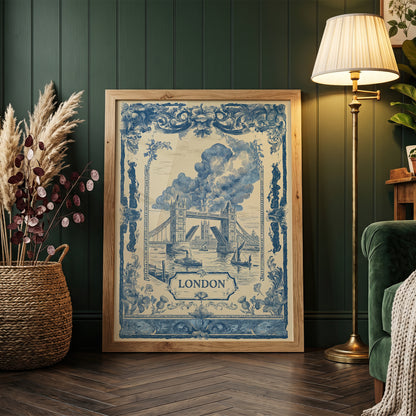 London Tower Bridge Vintage Travel Art Nouveau Wall Art Print