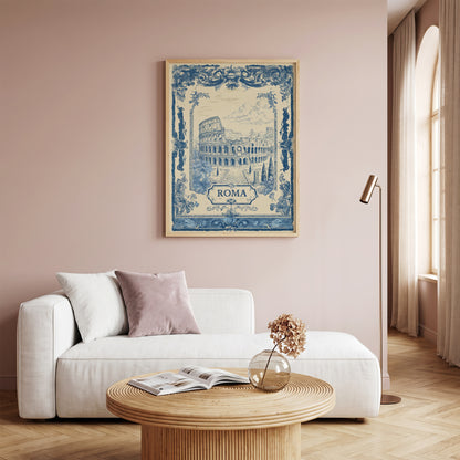 Rome Colosseum Vintage Travel Poster Art Nouveau Wall Art Print
