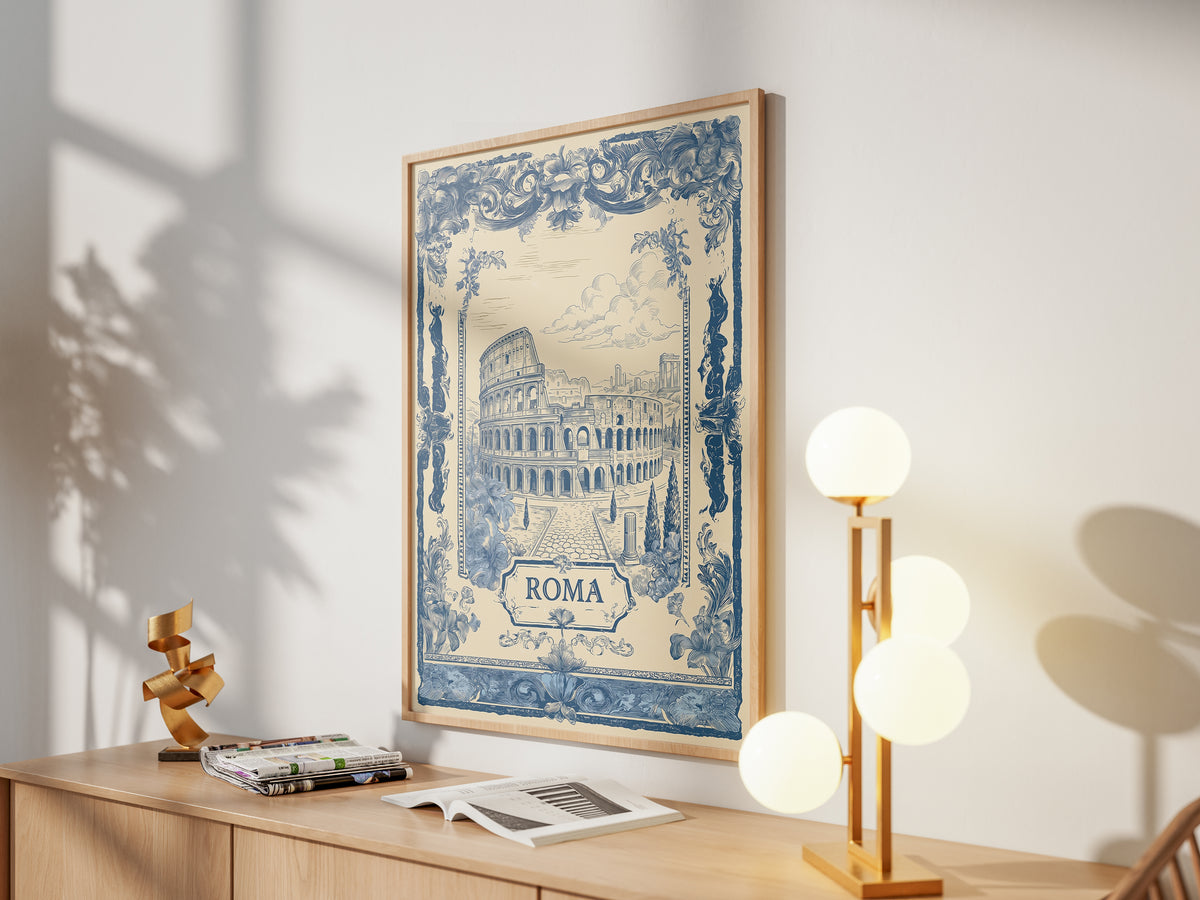 Rome Colosseum Vintage Travel Poster Art Nouveau Wall Art Print