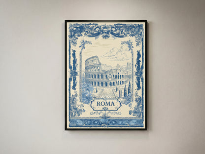 Rome Colosseum Vintage Travel Poster Art Nouveau Wall Art Print