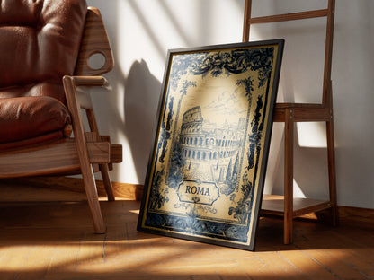 Rome Colosseum Vintage Travel Poster Art Nouveau Wall Art Print