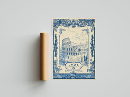 Rome Colosseum Vintage Travel Poster Art Nouveau Wall Art Print